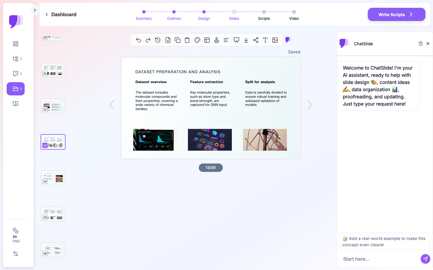 ChatSlide showing a quarterly business review with Q4 Revenue Performance charts