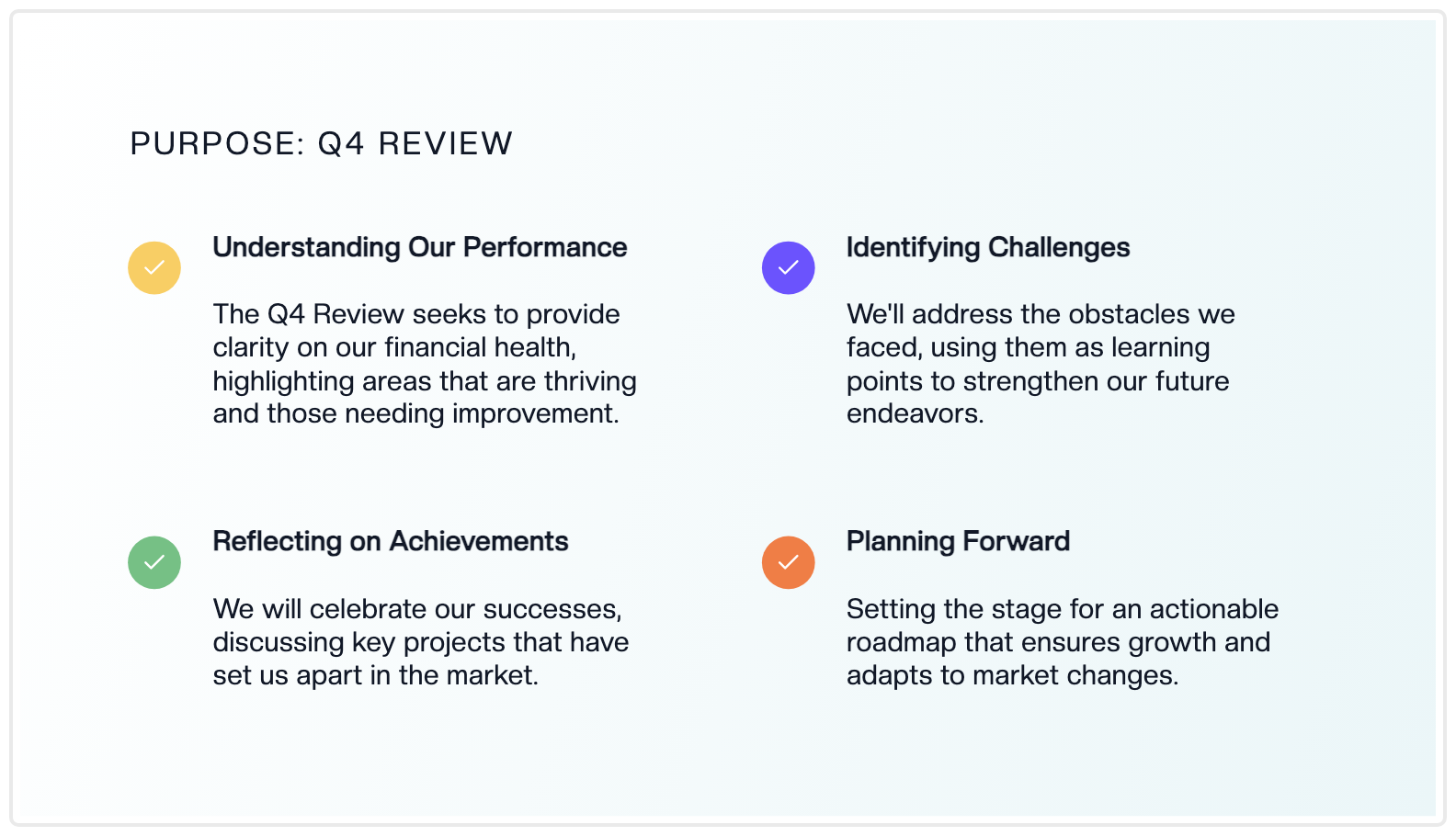 QBR template — Q4 Quarterly Business Review: Account Performance and Roadmap