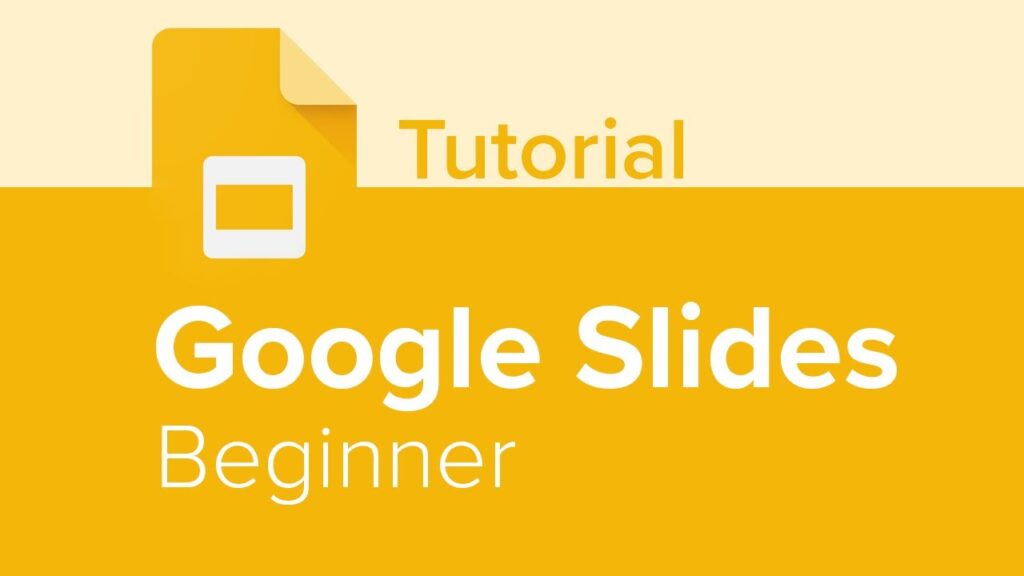 Image of a yellow background with the words 'Tutorial Google Slides Beginner' written in black text.